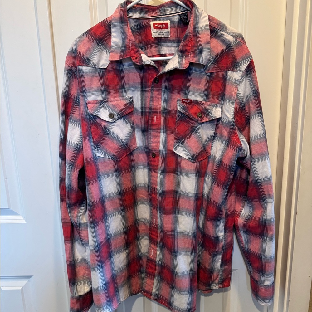 Wrangler Red and White Lightweight Shirt Jacket